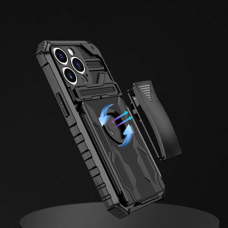Multi-functional Stealth Armor-Style Durable Phone Case with Card Wallet